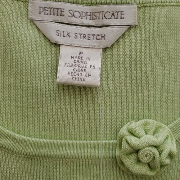 Petite Sophisticate Silk Stretch Cardigan & Shell Set | NWT | P | Light Green - Picture 8 of 16